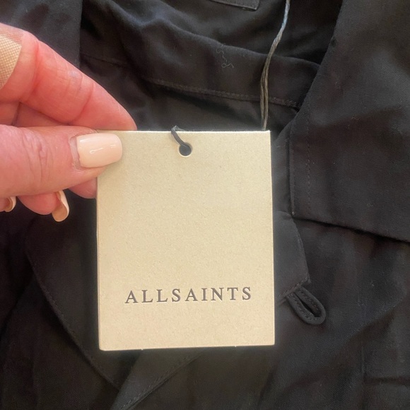 Allsaints Mens Black Underground London Button Down Short Sleeve Shirt NEW XL - Picture 8 of 16
